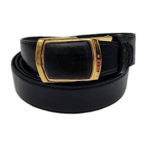 Norm Thompson Genuine Eel Skin Belt Black, Solid Brass Buckle 42" Made In Korea